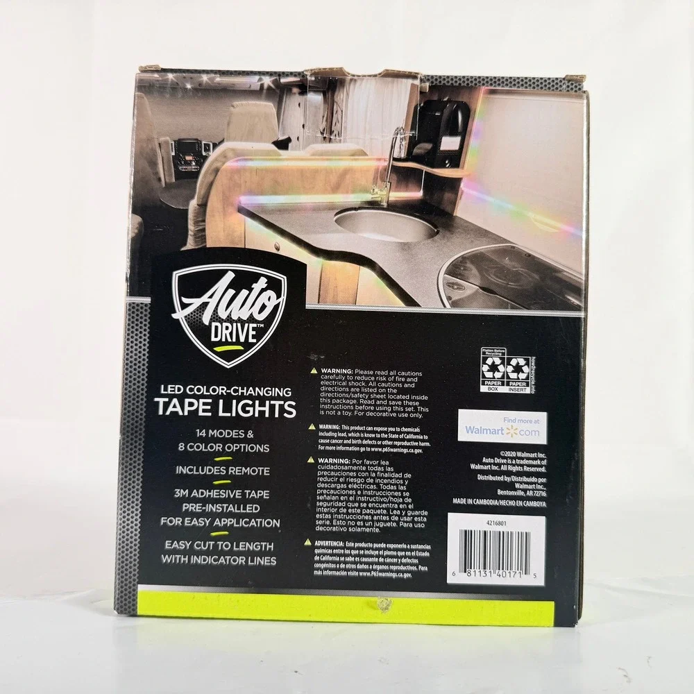 Auto Drive LED Color Changing Tape Lights 16 ft Strip Indoor Outdoor RV Camper